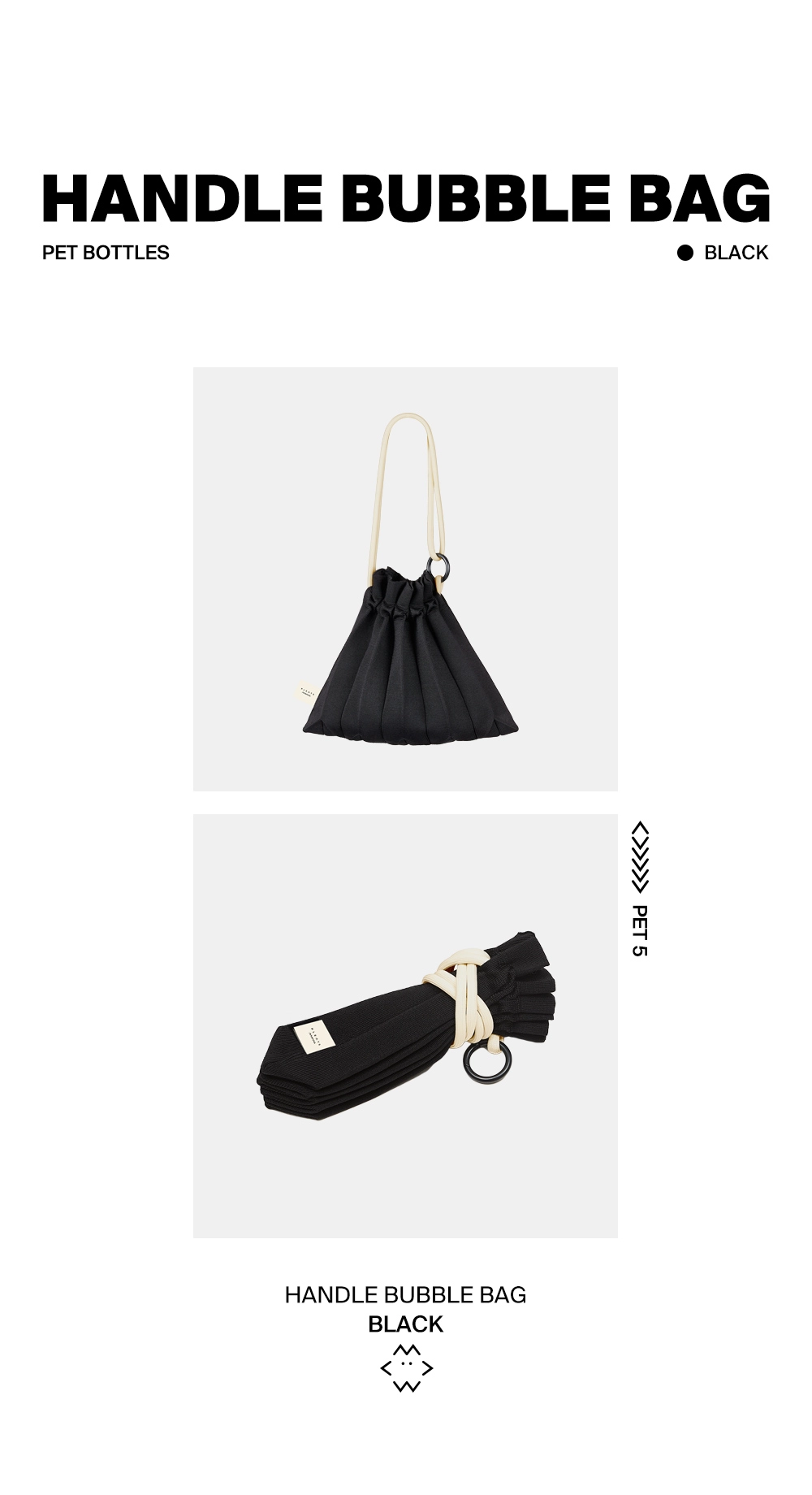 Handle Bubble Bag Black : PLEATSMAMA: Sustainable Knit