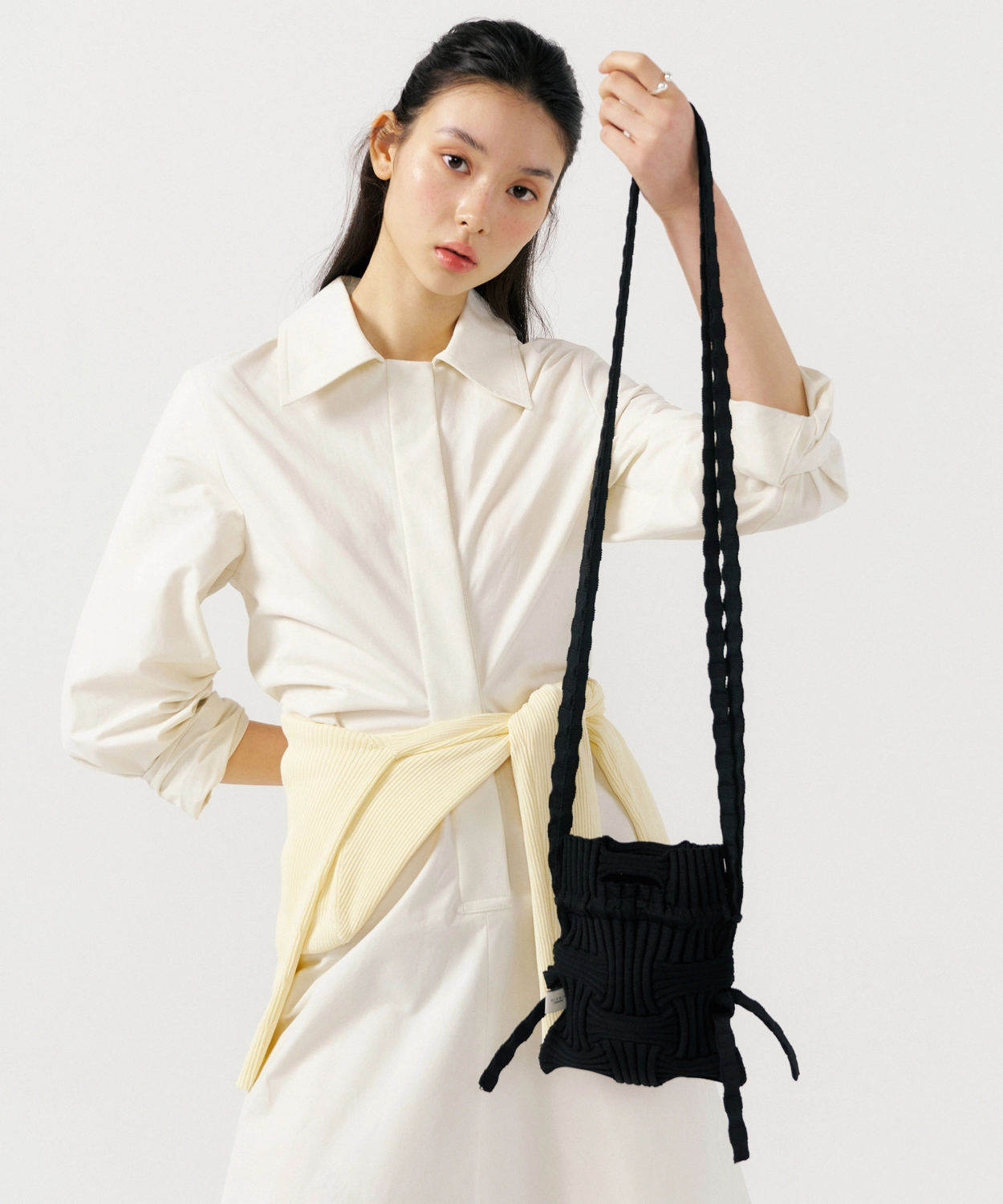【PLEATSMAMA】Mini Cross Bow Bag (10colors) Mini Cross Bow Bag Yellow : PLEATSMAMA: Sustainable Knit