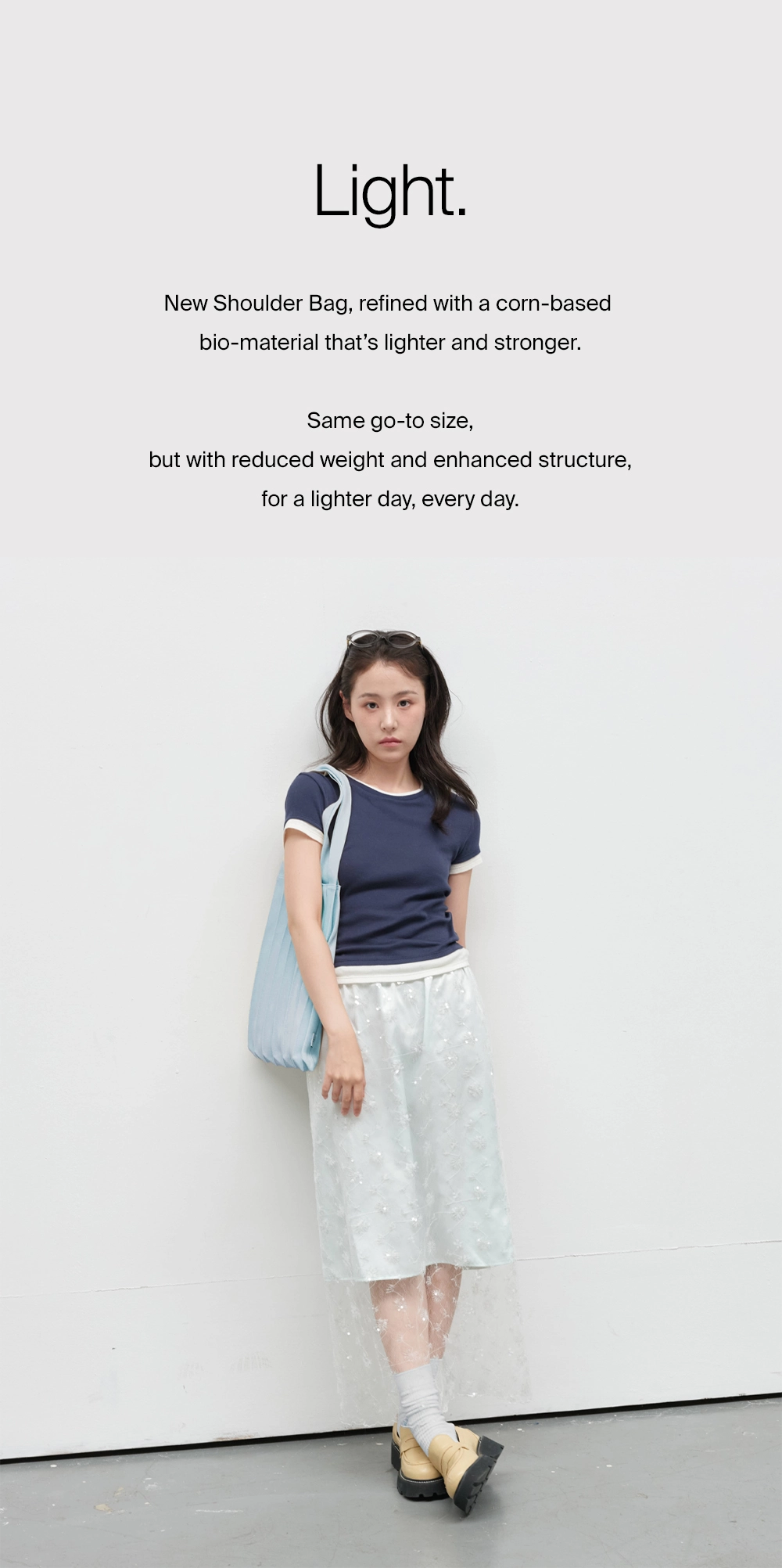 NEW【PLEATSMAMA】NEW LIGHT Shoulder Bag (10 色) New Shoulder Bag LightBlue : PLEATSMAMA: Sustainable Knit