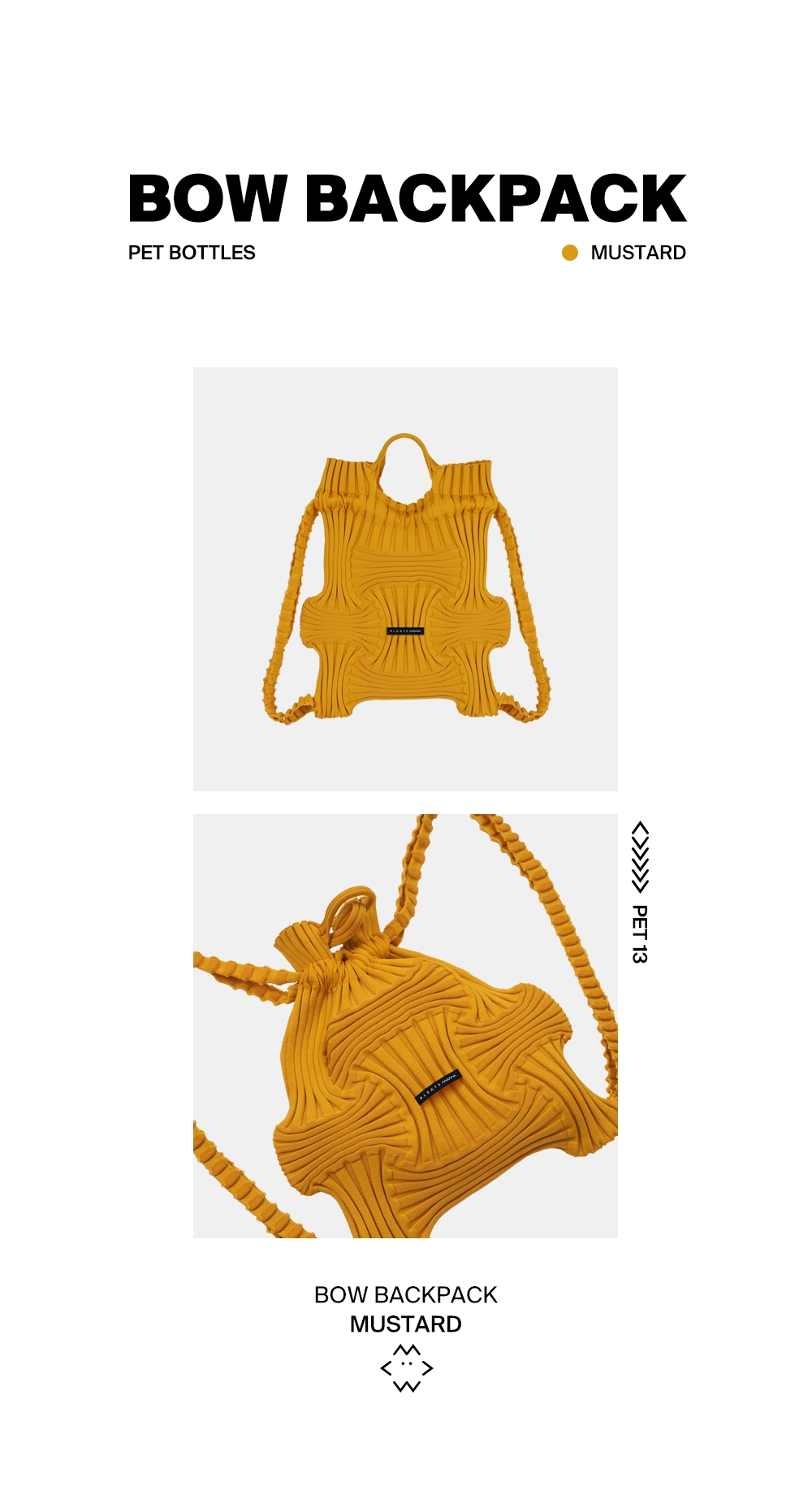 PLEATS MAMA 正規品関税込み BOW BACKPACK MUSTARD Bow BackPack Mustard : PLEATSMAMA: Sustainable Knit Pleats Bag
