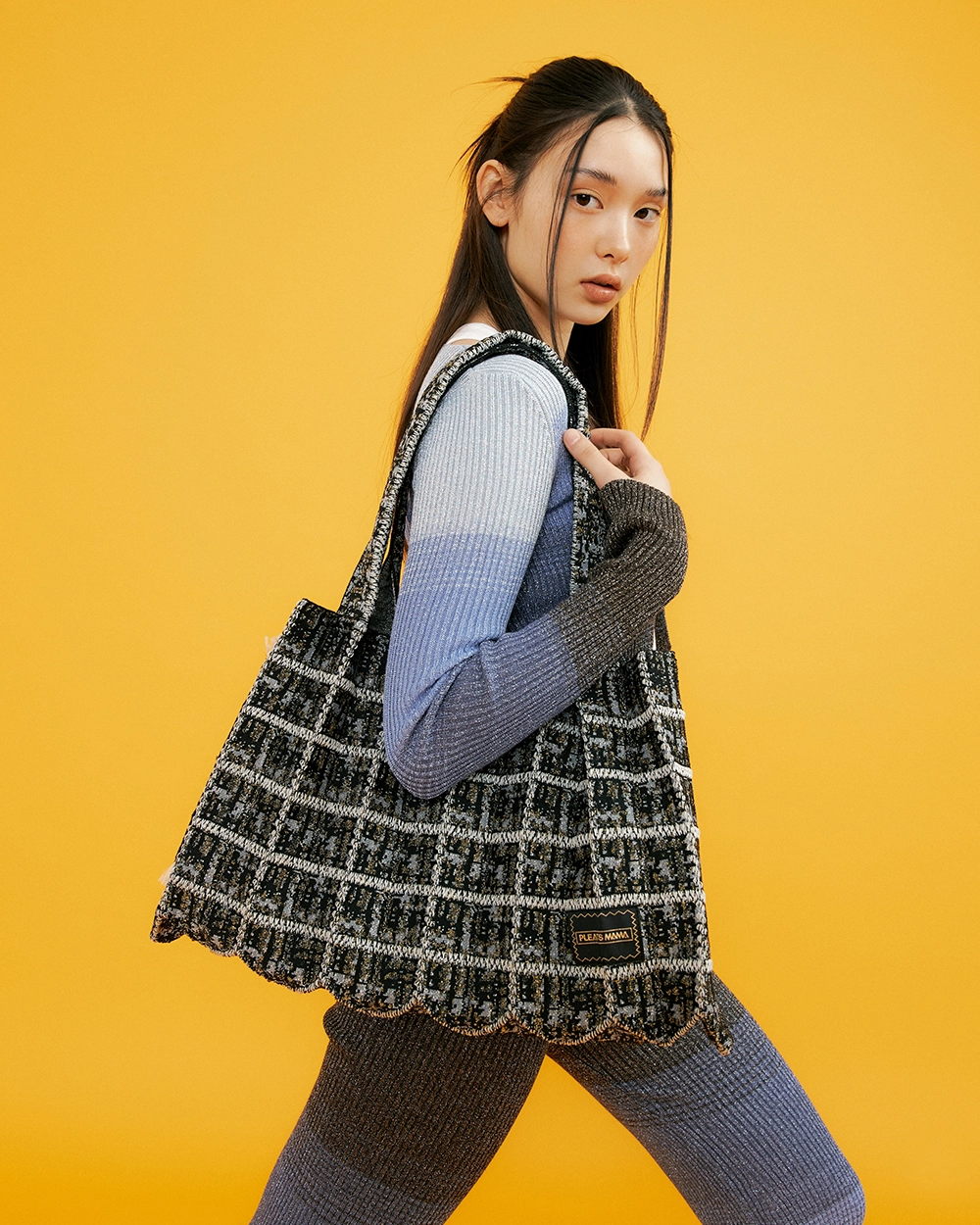 PLEATS MAMA ツイードトートバッグ Tweed Shopper Bag ３色 PLEATS MAMA ツイードトートバッグ Tweed Shopper Bag 3色