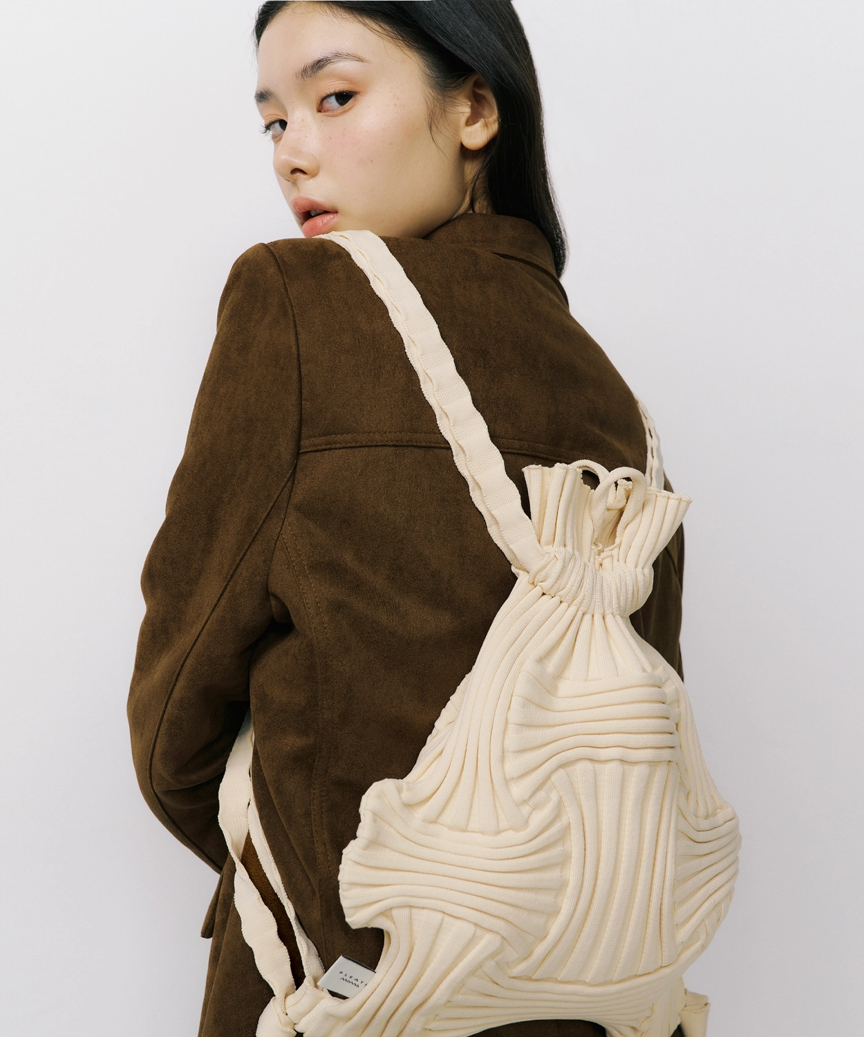 New Bow Backpack Glitter StoneBrown : PLEATSMAMA
