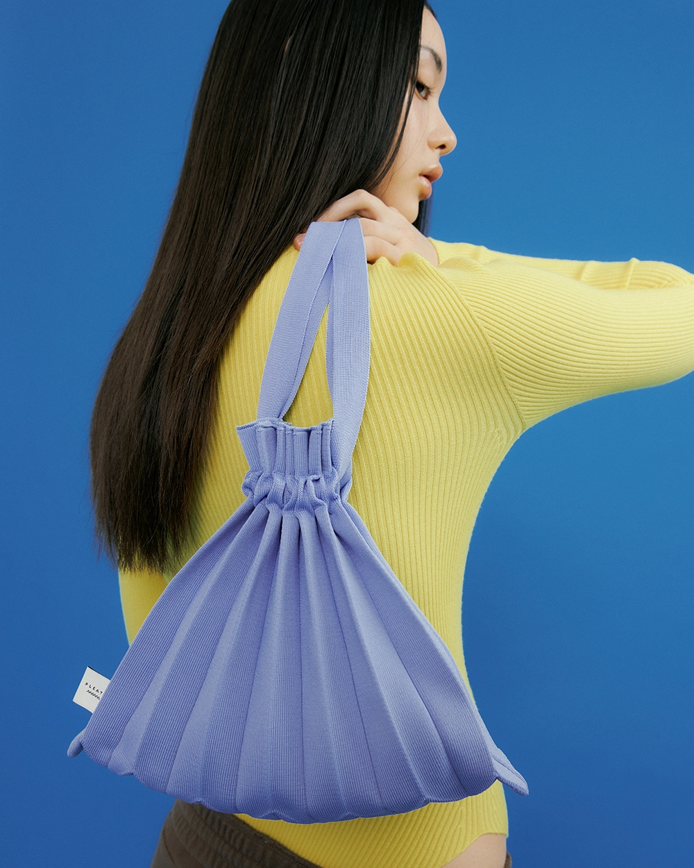Mini Bubble Bag Blue : PLEATSMAMA: Sustainable Knit Pleats Bag