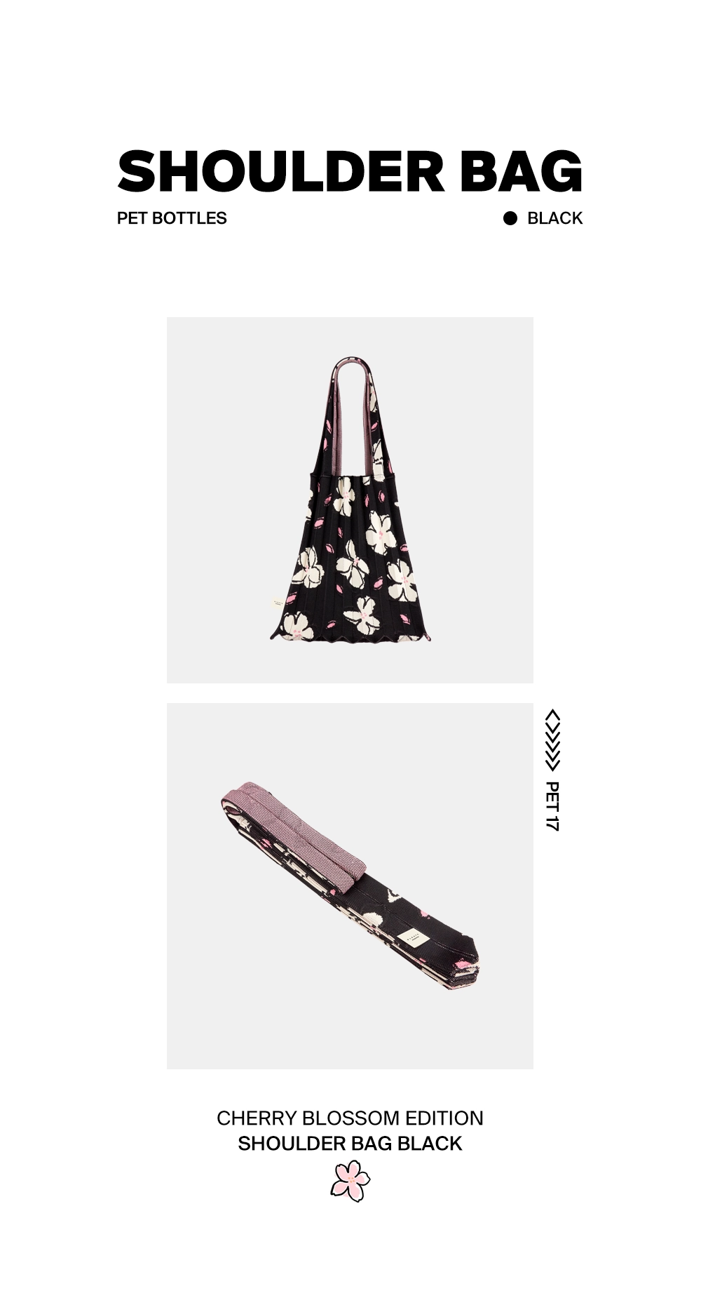 CHERRY BLOSSOM EDITION] Shoulder Bag Black(free reusable
