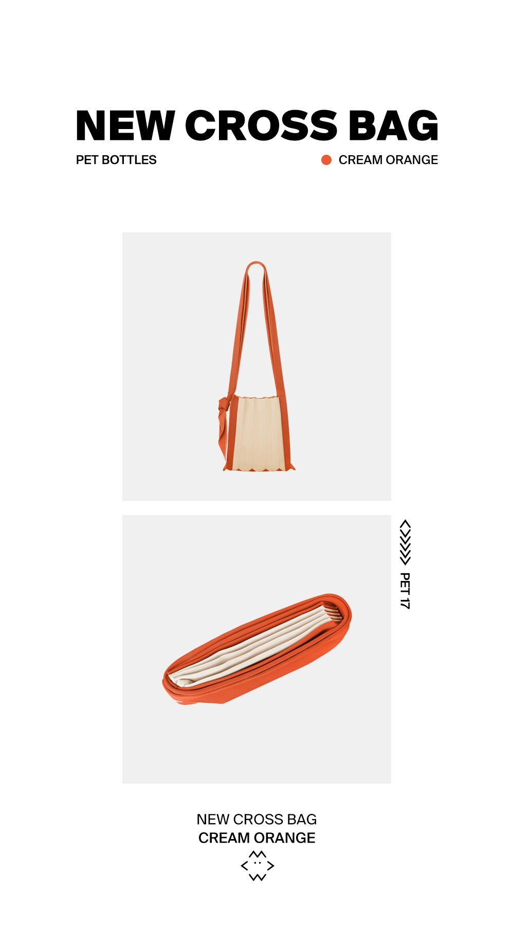 New Cross Bag Cream Orange : PLEATSMAMA: Sustainable Knit