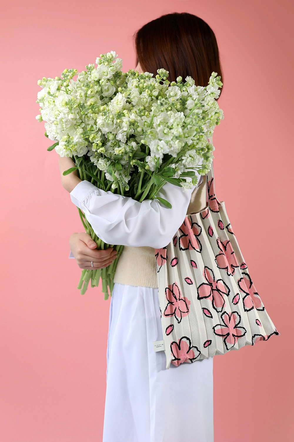 【PLEATS MAMA】[Cherry Blossom Edition] Shoulder bag 3 COLOR CHERRY BLOSSOM EDITION] Shoulder Bag Black(free reusable
