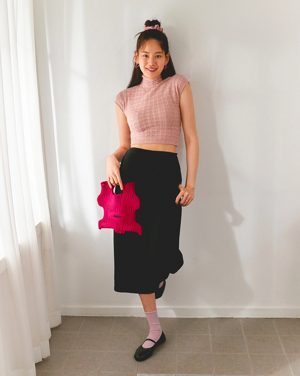 Bow Bag Deep Pink : PLEATSMAMA: Sustainable Knit Pleats Bag