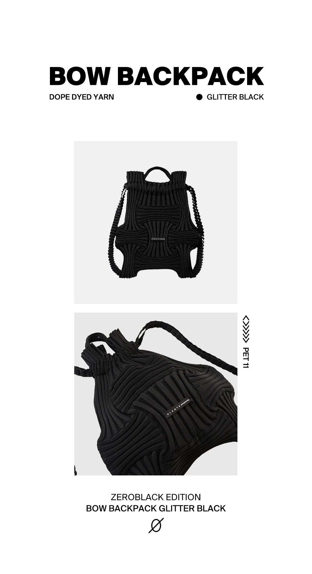 ZEROBLACK EDITION] Bow BackPack Glitter Black : PLEATSMAMA