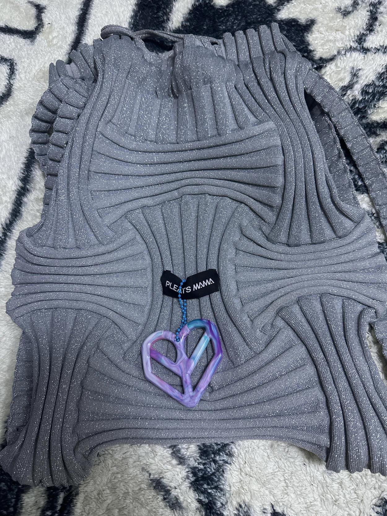 ◆PLEATS MAMA◆ Bow backpack glitter silver 5000957751 Bow BackPack Glitter Silver : PLEATSMAMA: Sustainable Knit