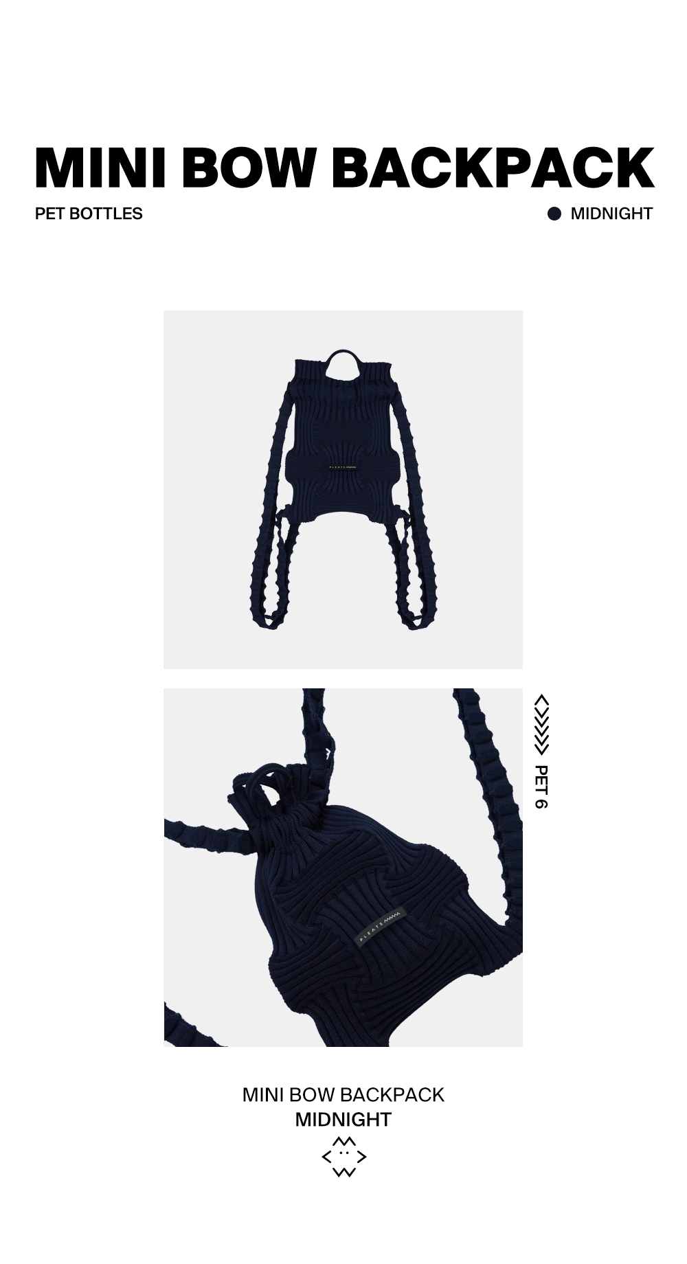 MiniBow BackPack Midnight : PLEATSMAMA: Sustainable Knit