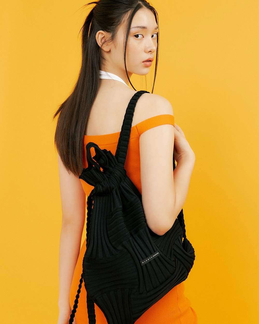 Bow BackPack Black : PLEATSMAMA: Sustainable Knit Pleats Bag