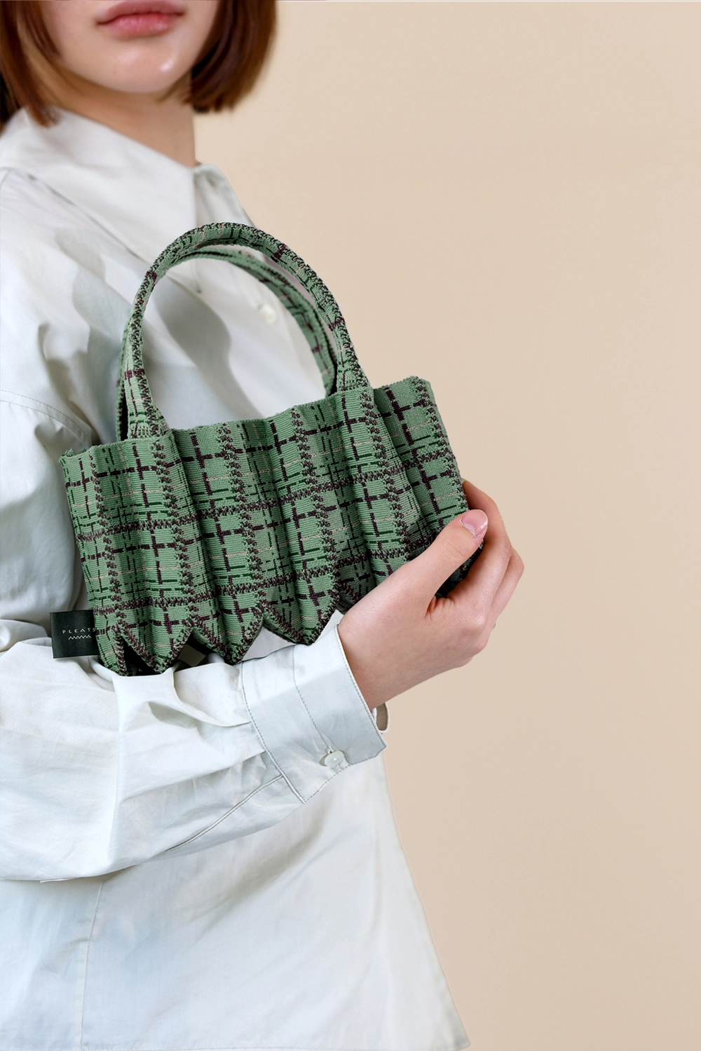 TWEED MINI TOTE BAG STONE GREY : PLEATSMAMA: Sustainable