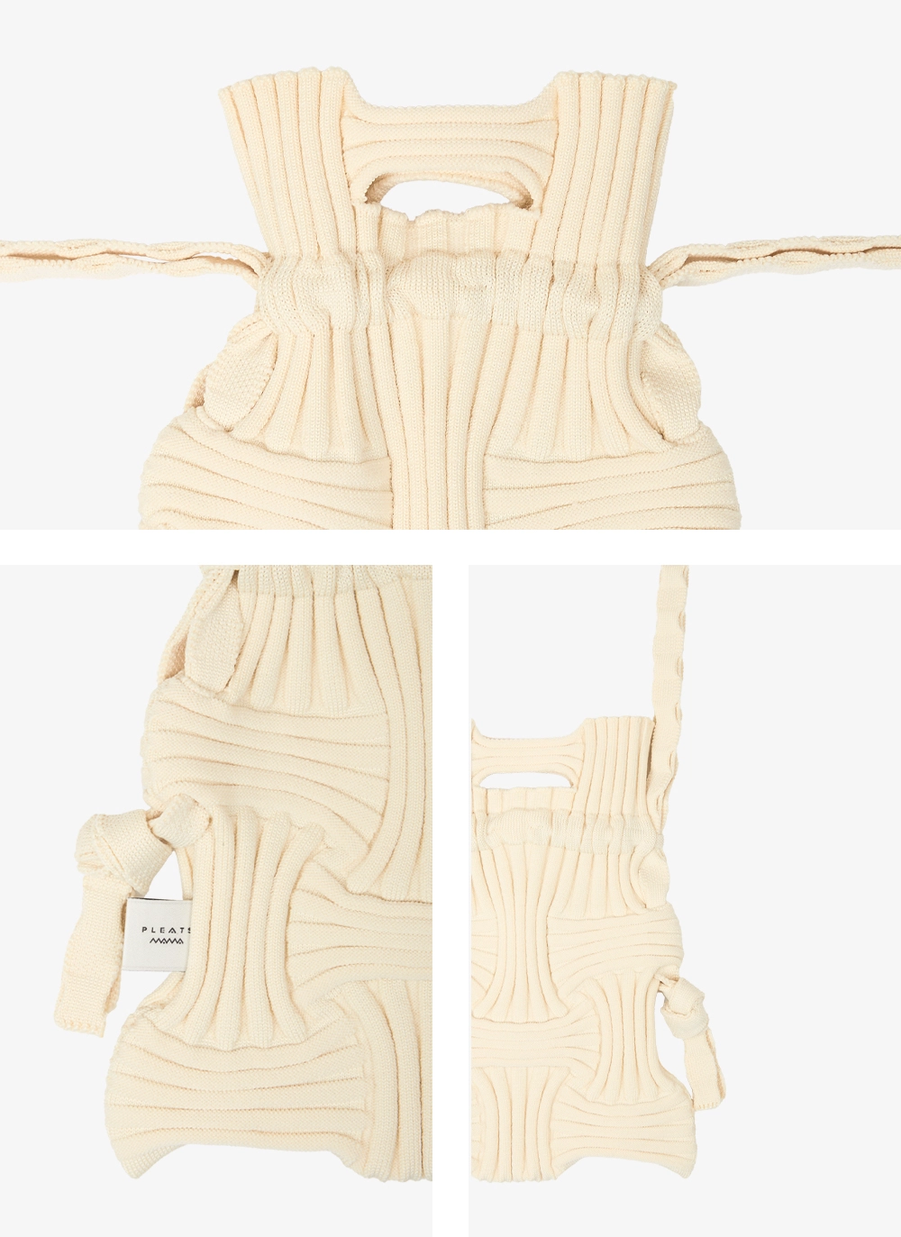 Mini Cross Bow Bag Ivory : PLEATSMAMA: Sustainable Knit