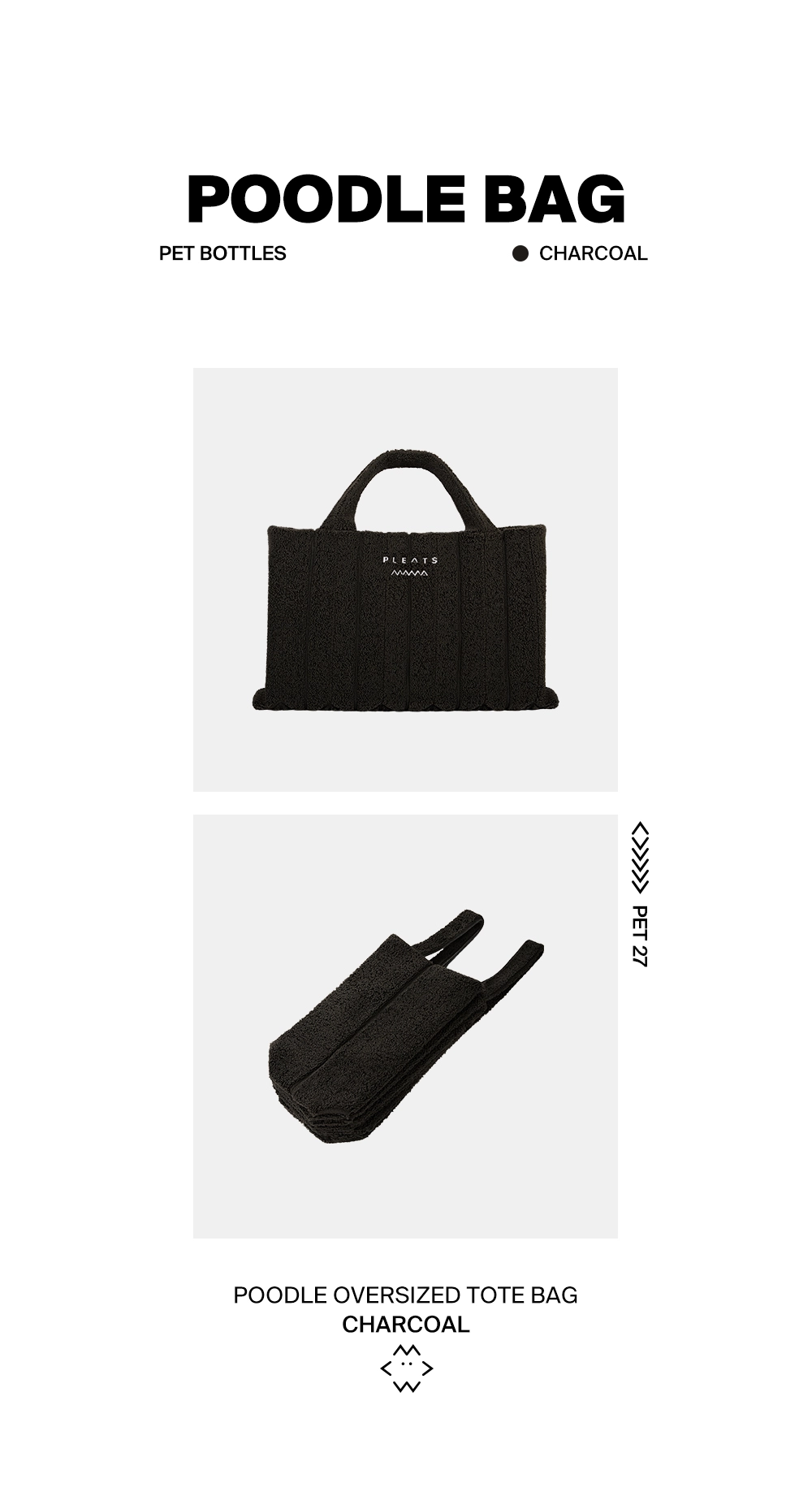 【PLEATS MAMA】 Poodle Shoulder Bag BLACK POODLE BAG BLACK : PLEATSMAMA: Sustainable Knit Pleats Bag