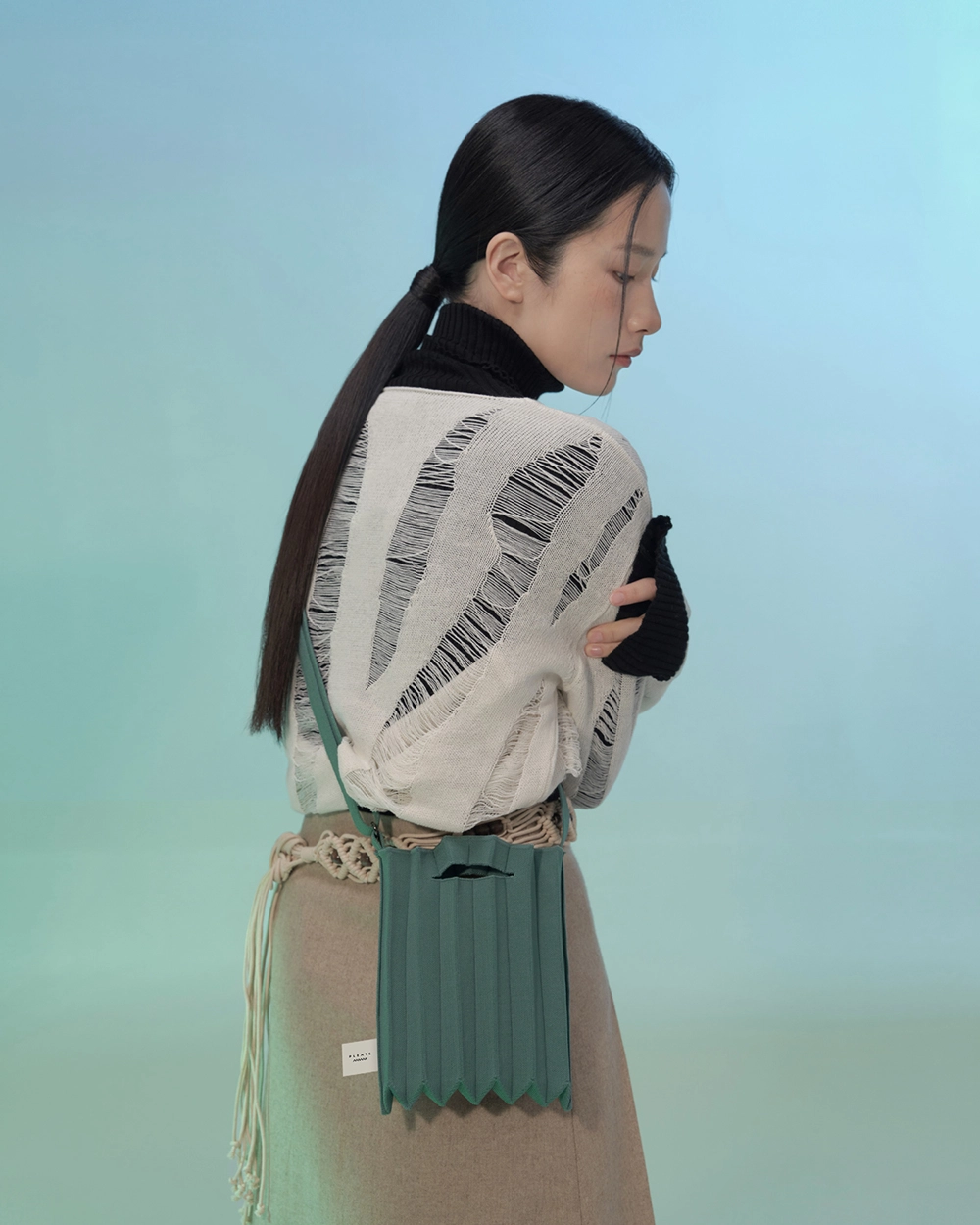 Mini Studio Bag TealGreen : PLEATSMAMA: Sustainable Knit