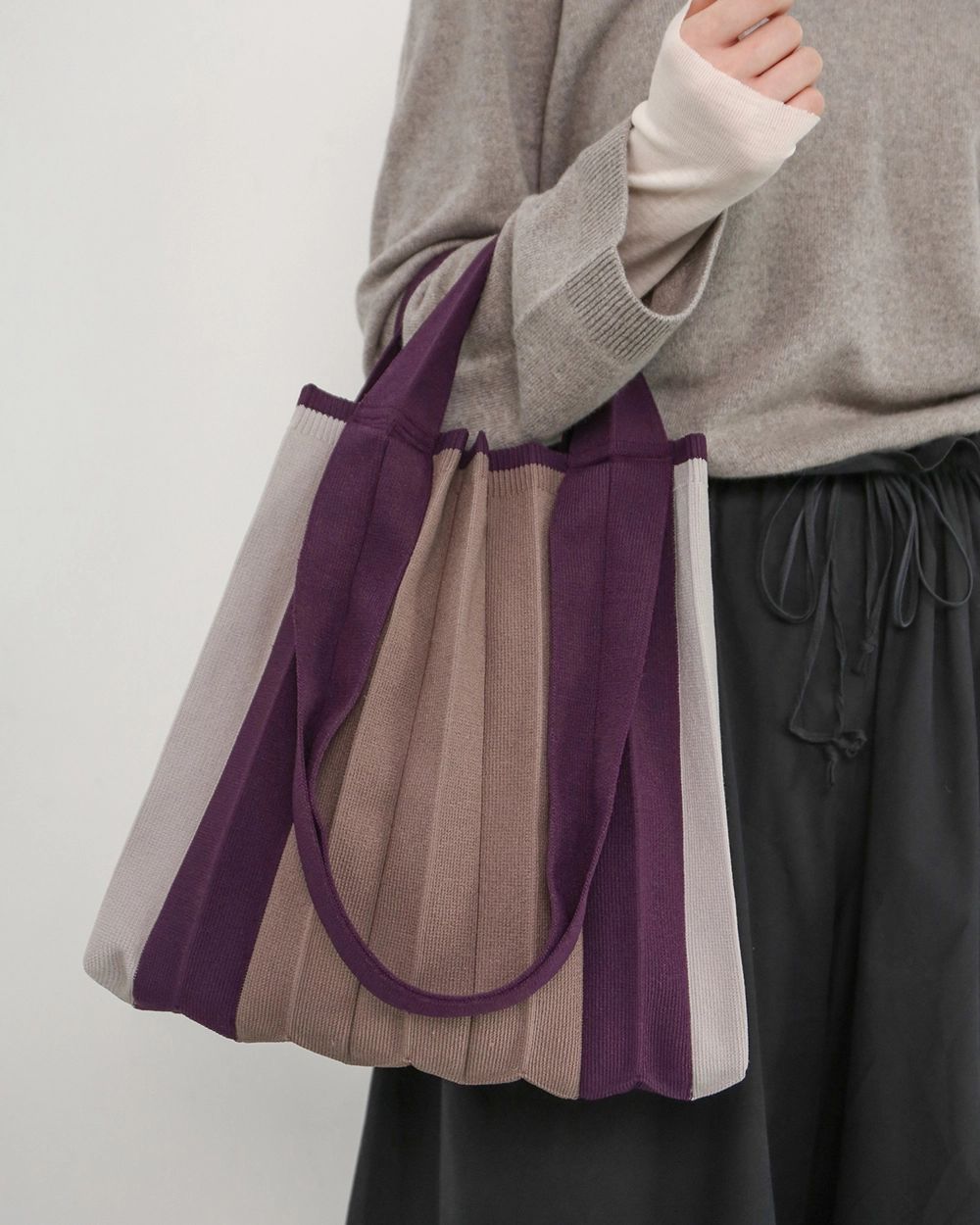 2Way Shopper Bag Purple : PLEATSMAMA: Sustainable Knit