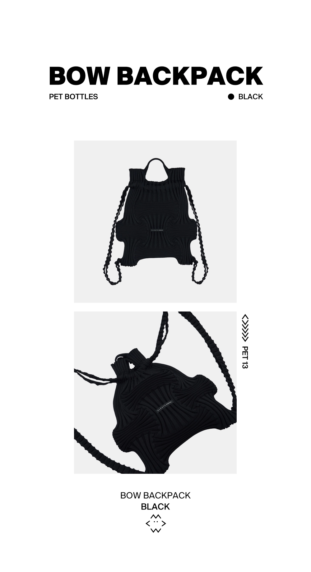 Bow BackPack Midnight : PLEATSMAMA: Sustainable Knit Pleats Bag
