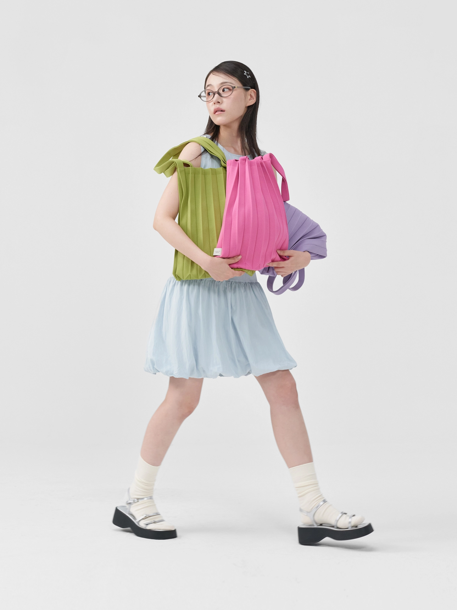 New Shoulder Bag Olive : PLEATSMAMA: Sustainable Knit Pleats Bag