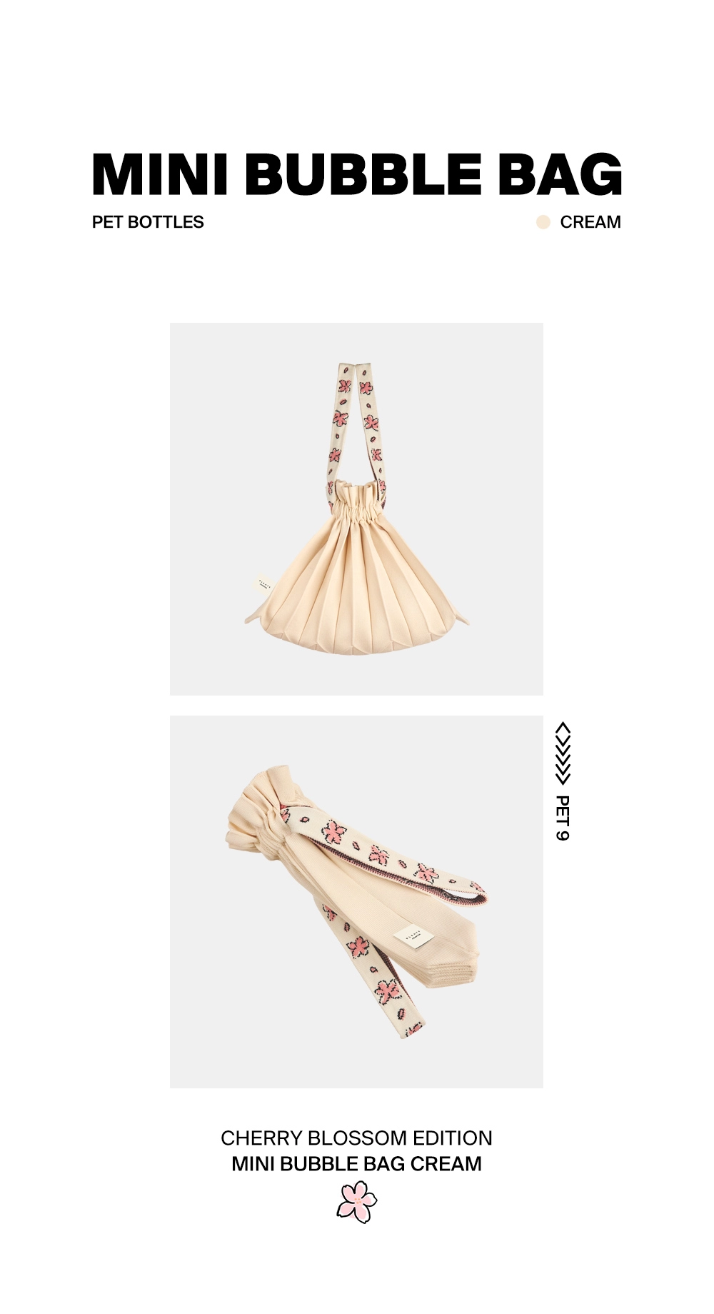 PLEATS MAMA 正規品関税込み [CHERRY BLOSSOM] MINI BUBBLE BAG CHERRY BLOSSOM EDITION] Mini Bubble Bag Peach Fuzz