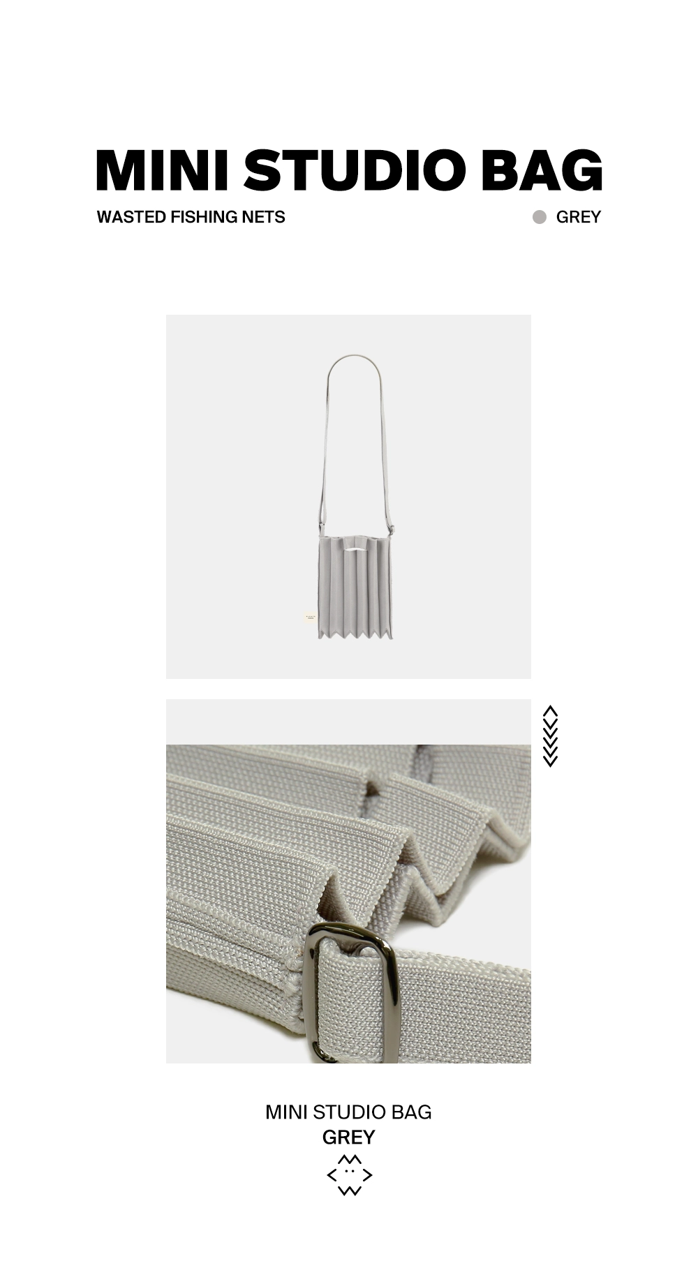 PLEATS MAMA 正規品関税込み MINI STUDIO BAG GREY Mini Studio Bag Grey : PLEATSMAMA: Sustainable Knit Pleats Bag