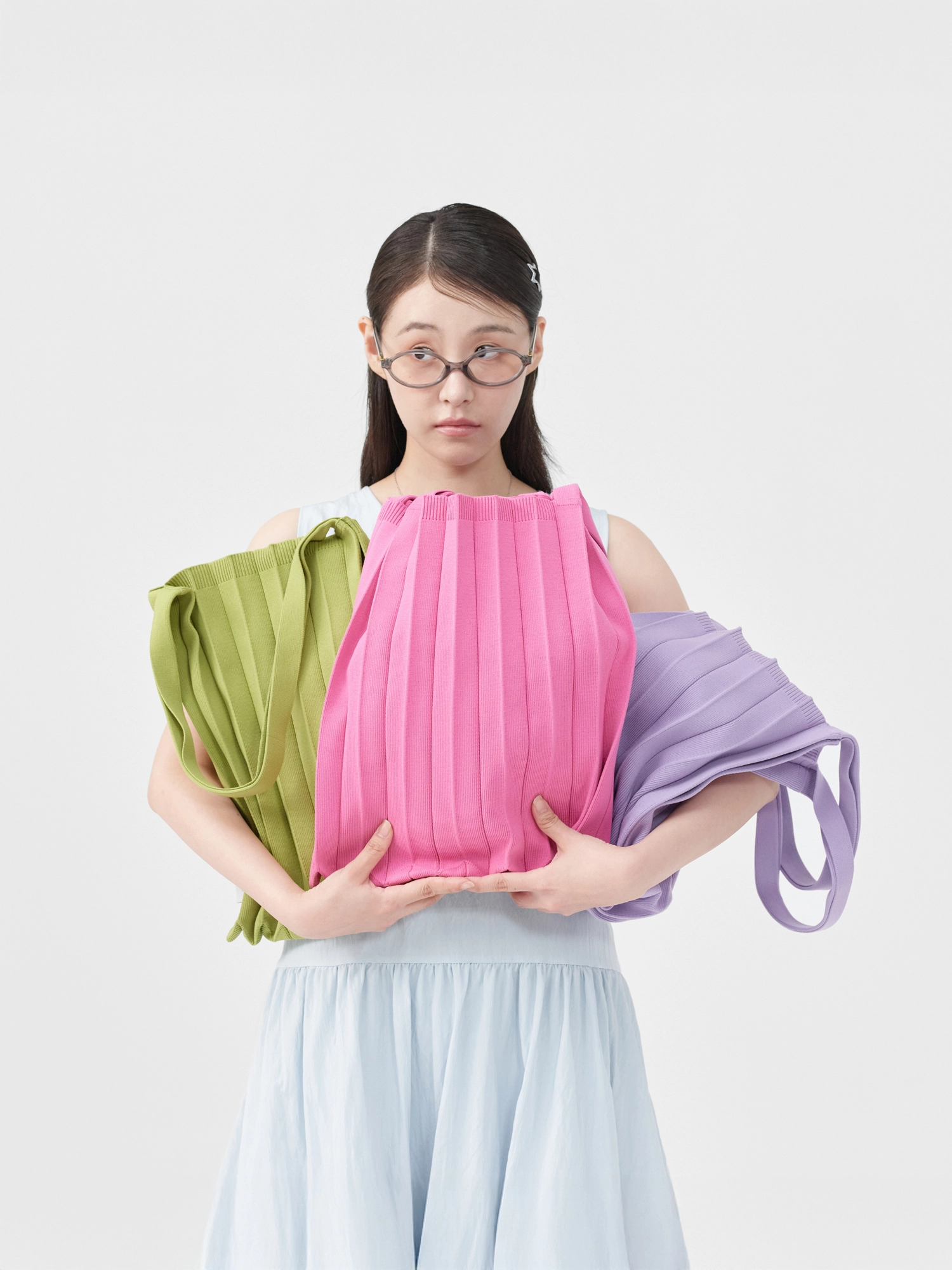 New Shoulder Bag Olive : PLEATSMAMA: Sustainable Knit Pleats Bag