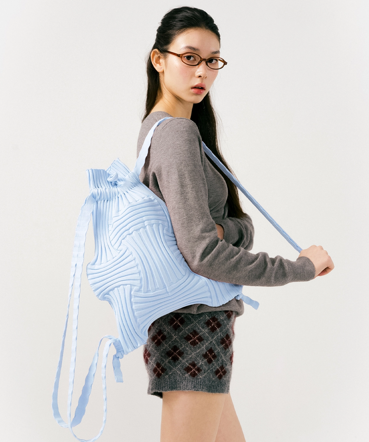 ● PLEATSMAMA ● NEW Bow Backpack New Bow Backpack Lightblue : PLEATSMAMA: Sustainable Knit