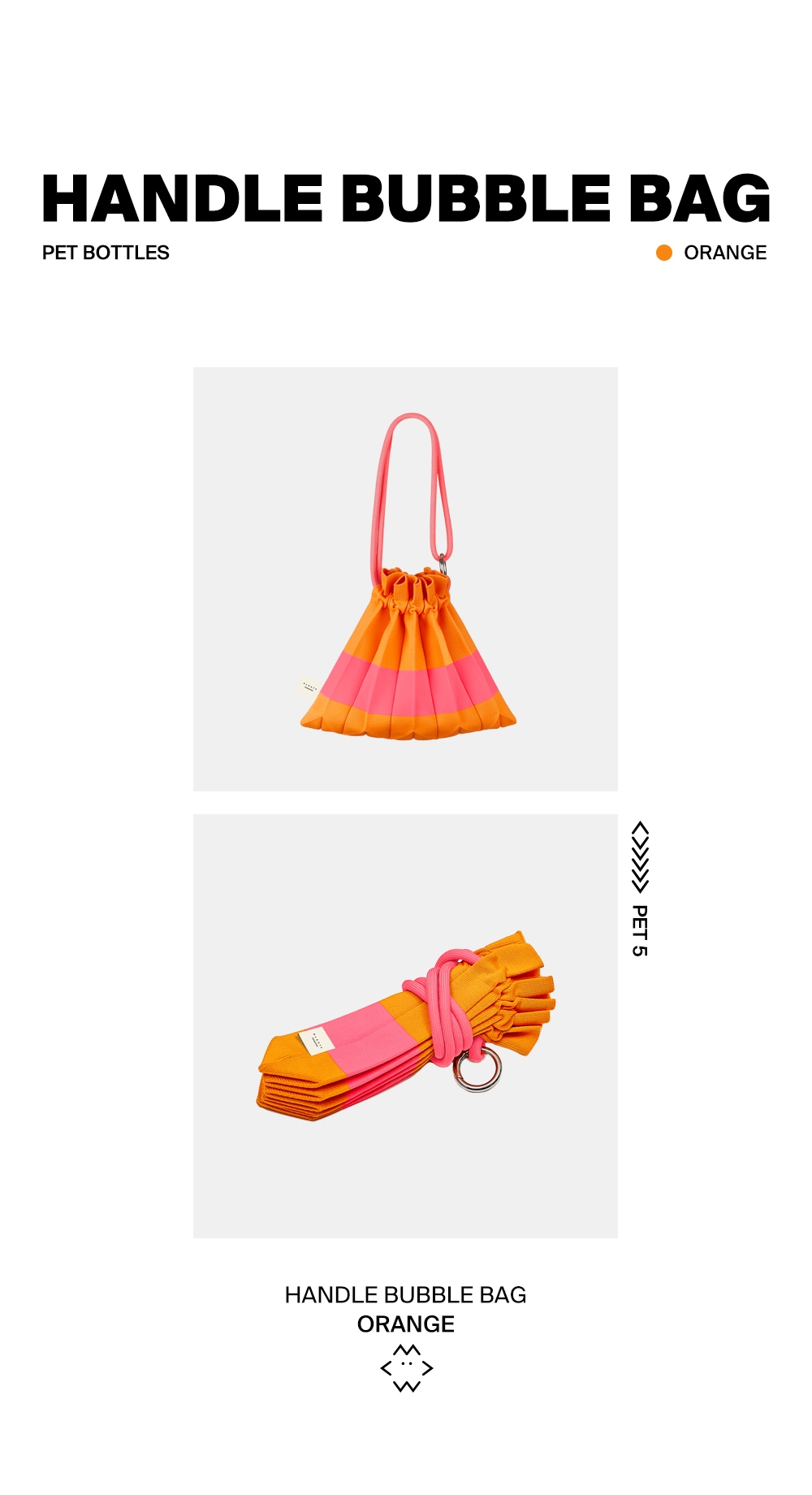 【PLEATS MAMA】Knit Pleats Handle Bubble Bag ( 3 COLOR) Handle Bubble Bag Orange : PLEATSMAMA: Sustainable Knit
