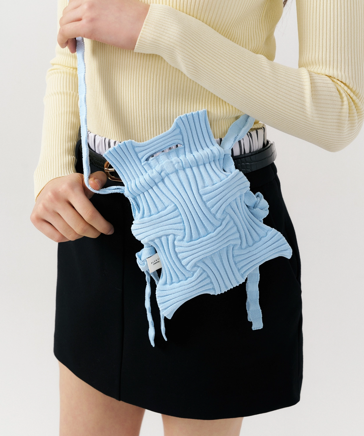 Mini Cross Bow Bag Light Blue : PLEATSMAMA: Sustainable Knit