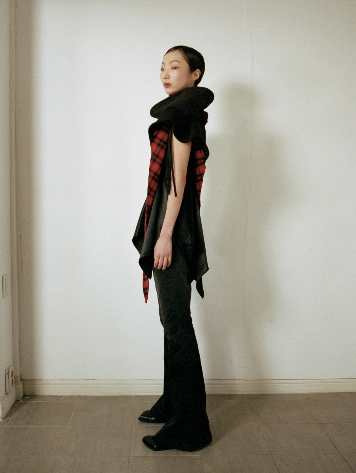 Fringe Hoodie Muffler (Black Terry) *Last piece available
