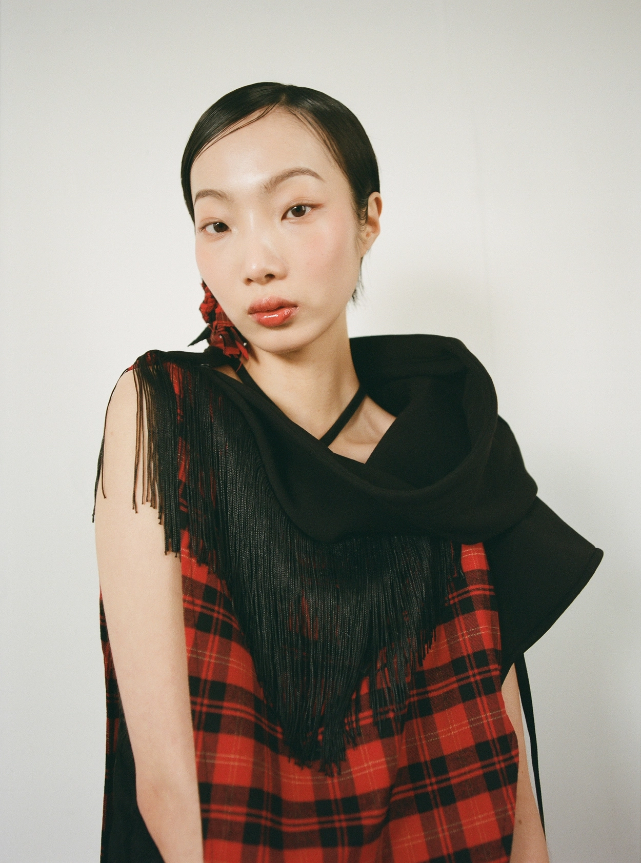 Fringe Hoodie Muffler (Black Terry) *Last piece available