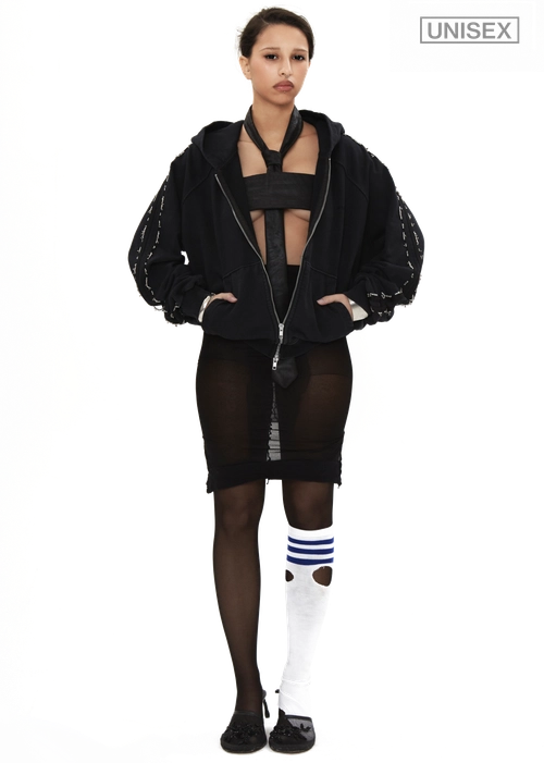 BEADED TRACK PANTS IN PIGMENT WASHED BLACK : 604SERVICE