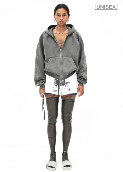 BEADED TRACK PANTS IN PIGMENT WASHED BLACK : 604SERVICE