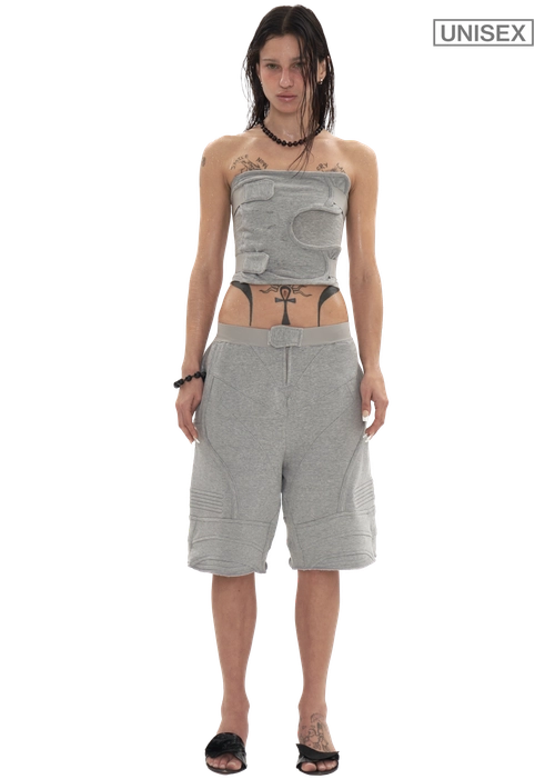 【604SERVICE】BIKER BANDING SWEAT SHORT IN WHITE BIKER BANDING SWEAT SHORT IN WHITE : 604SERVICE