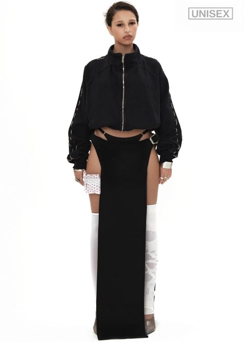 BEADED TRACK PANTS IN PIGMENT WASHED BLACK : 604SERVICE