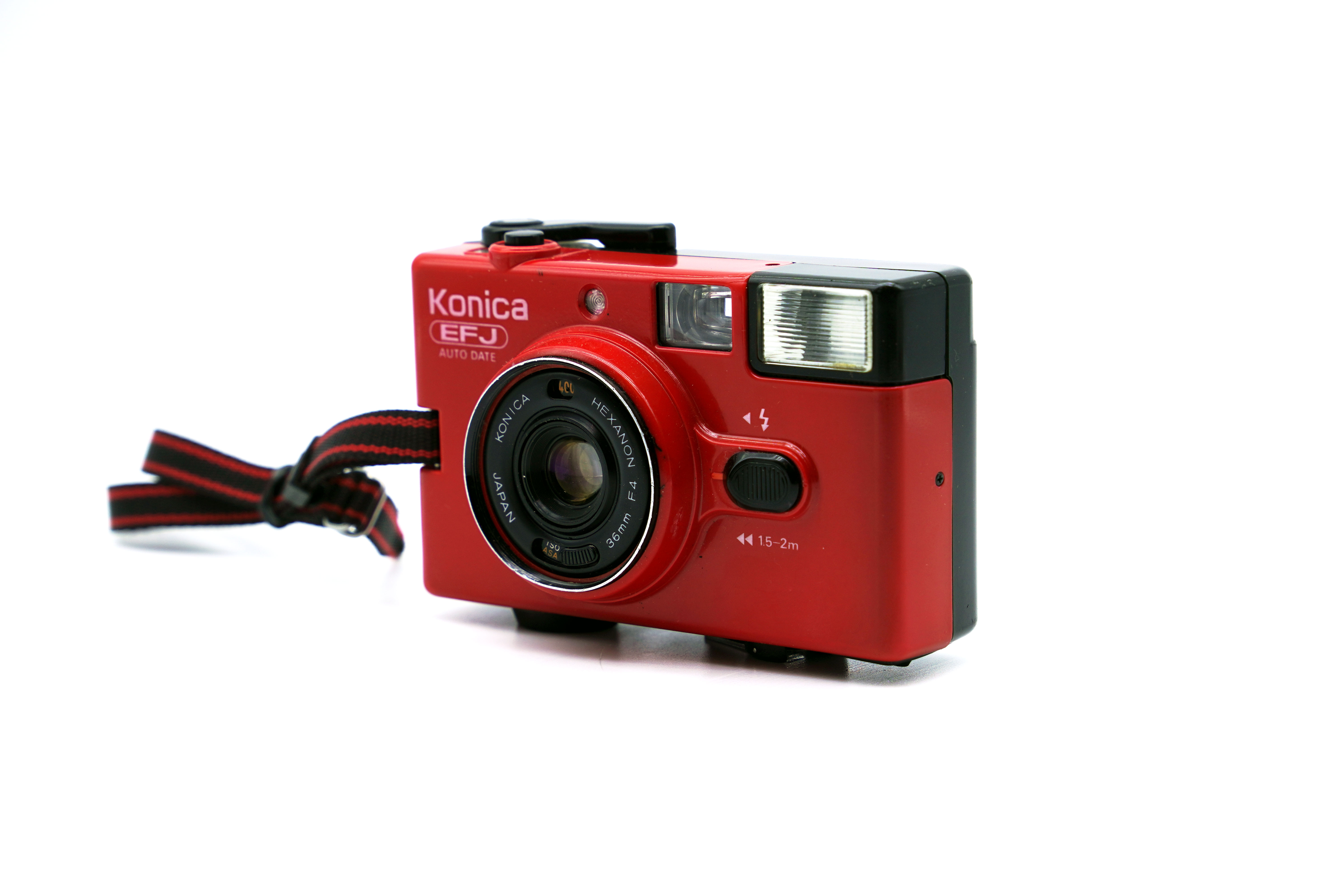 カメラ 稀少 撮影可 コニカ POP EFJ の海外版 赤 konica フィルムカメラ