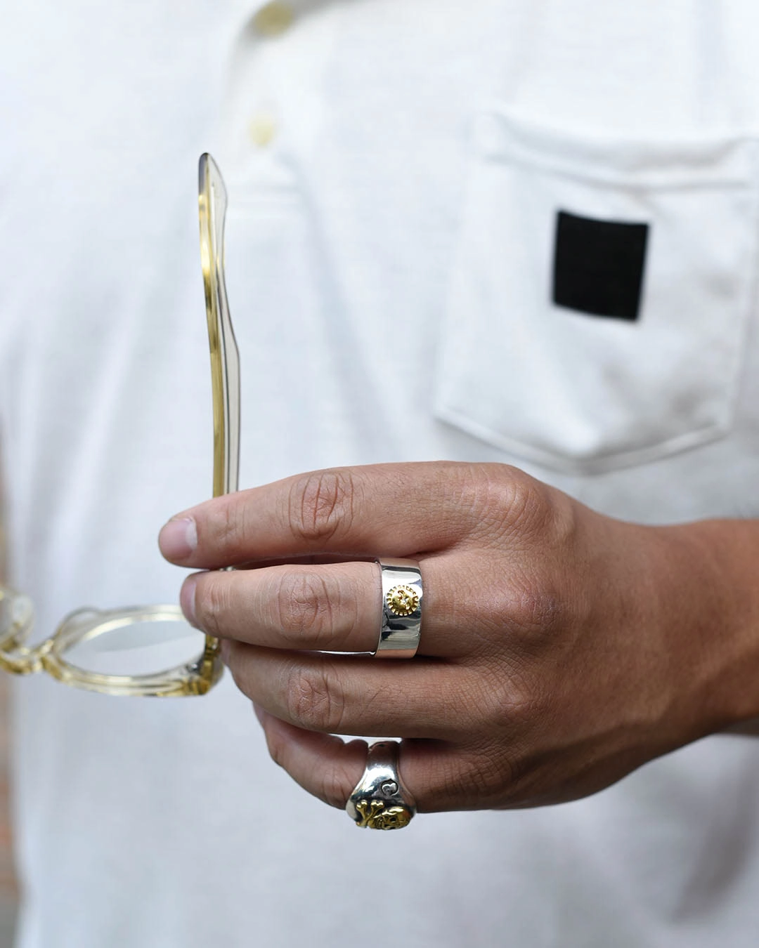 MOTO FLAT RING 24K ACCENT ＃16 Flat Ring (24K Gold Accent) : Semi Basement General Store