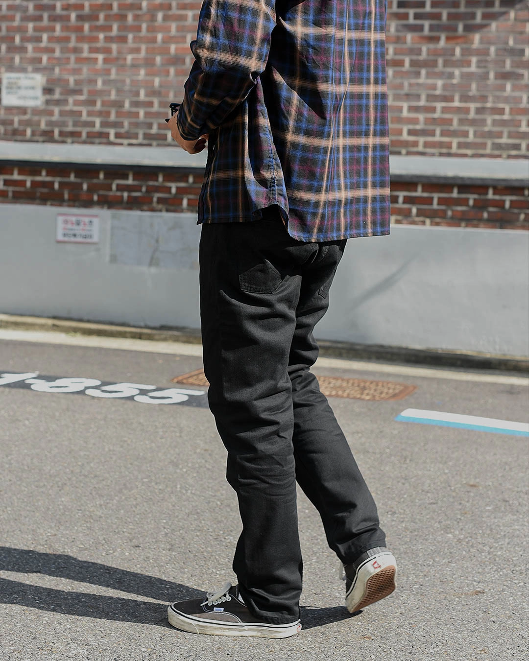 23RD-0809B ] Black ​​Denim Pants Mode Slim : Semi Basement General Store