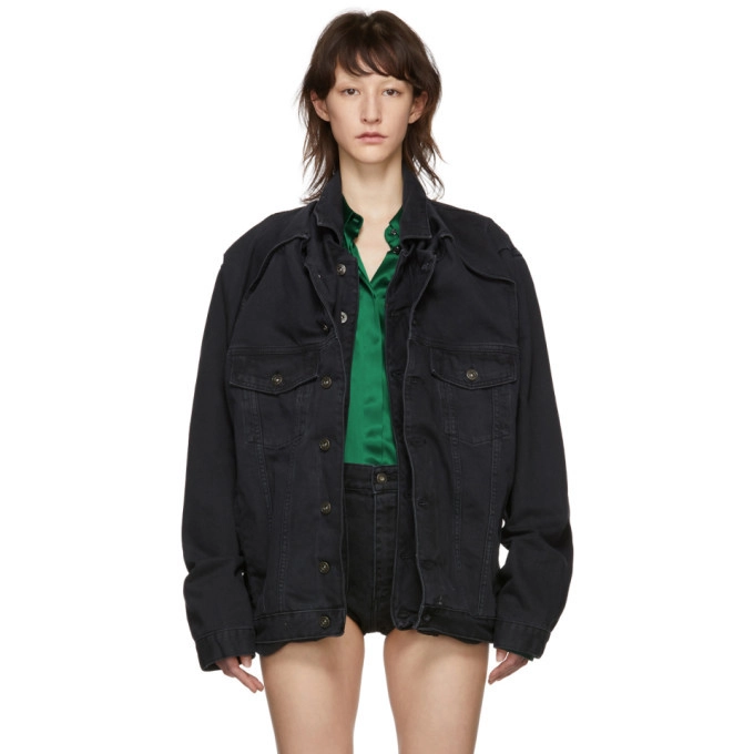 Y/Project Black Denim Pop-Up Jacket : wwtwseoul