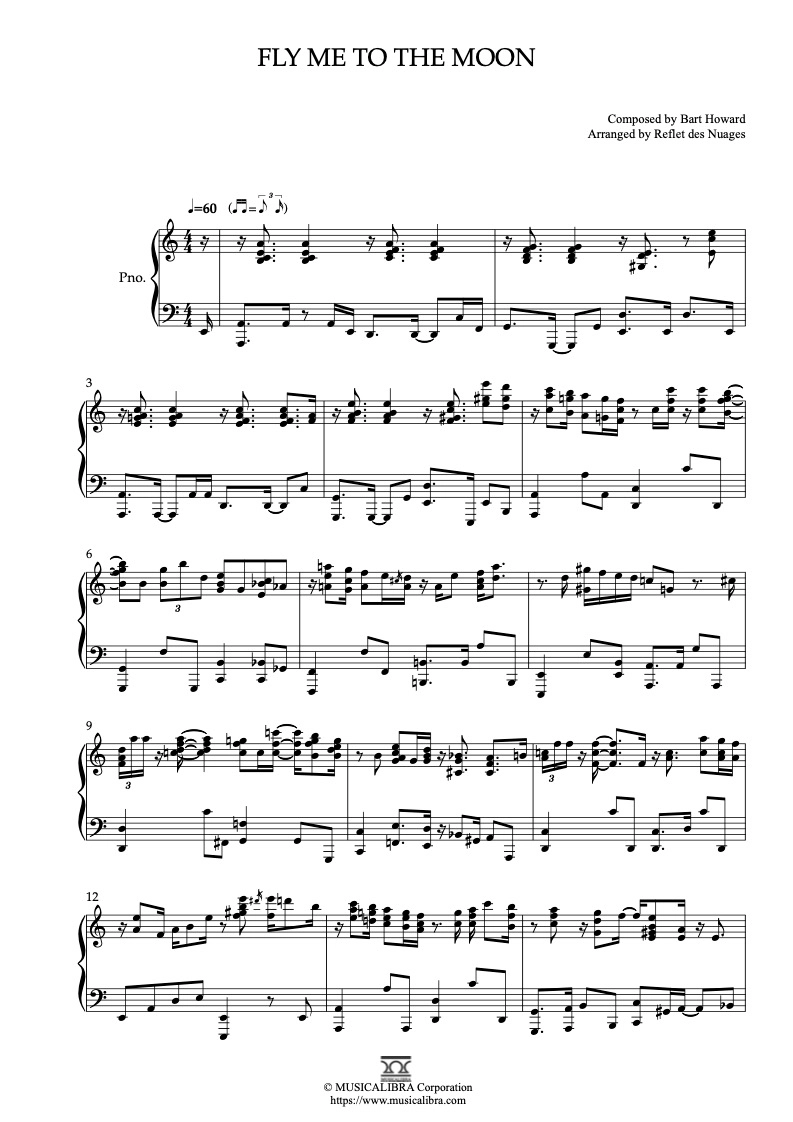PIANO SOLO SHEET MUSIC] Fly Me to the Moon : MUSICALIBRA