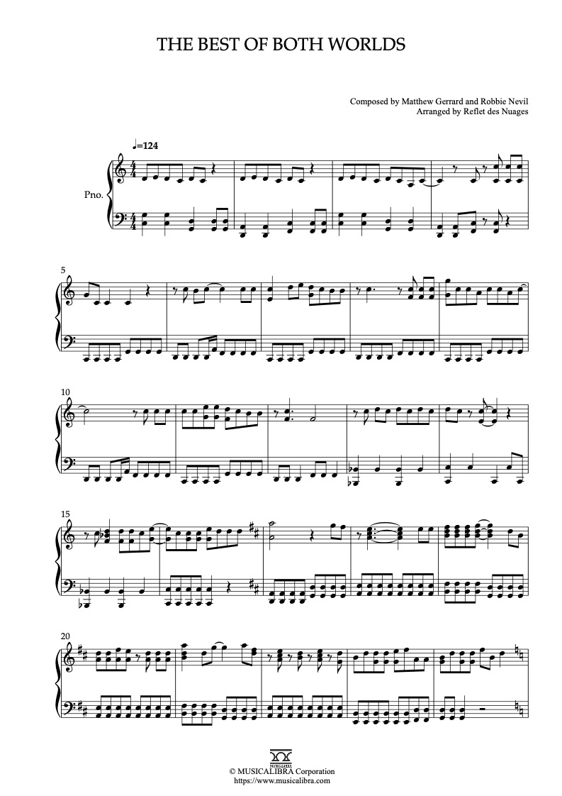 PIANO SOLO SHEET MUSIC] The Best of Both Worlds : MUSICALIBRA