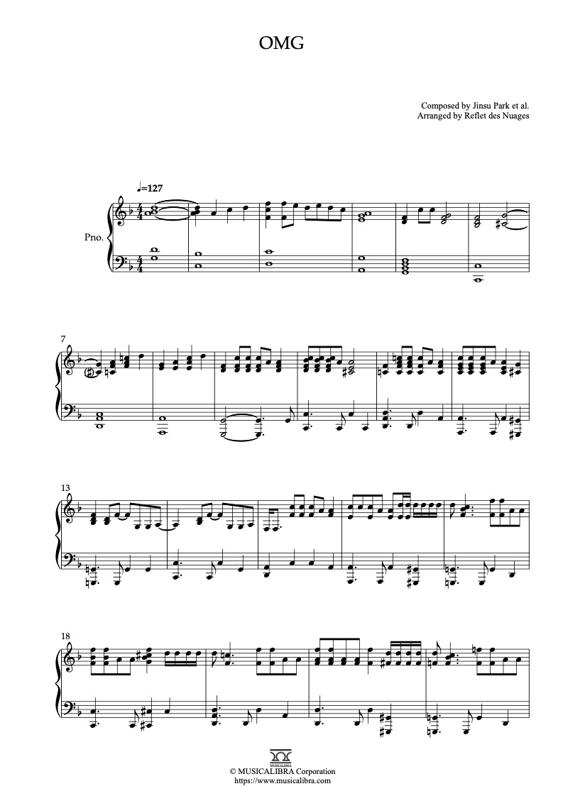 PIANO SOLO SHEET MUSIC] OMG(NewJeans) : MUSICALIBRA