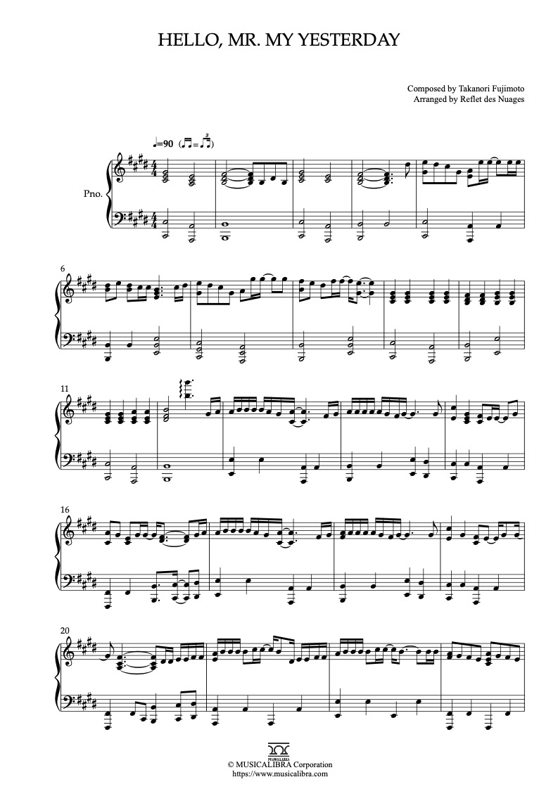 PIANO SOLO SHEET MUSIC] Hello, Mr. My Yesterday : MUSICALIBRA