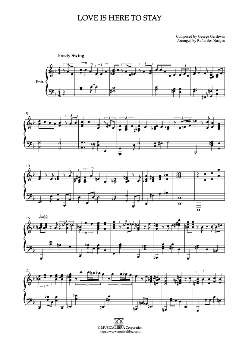 PIANO SOLO 楽譜] Love Is Here to Stay ピアノ 編曲 楽譜