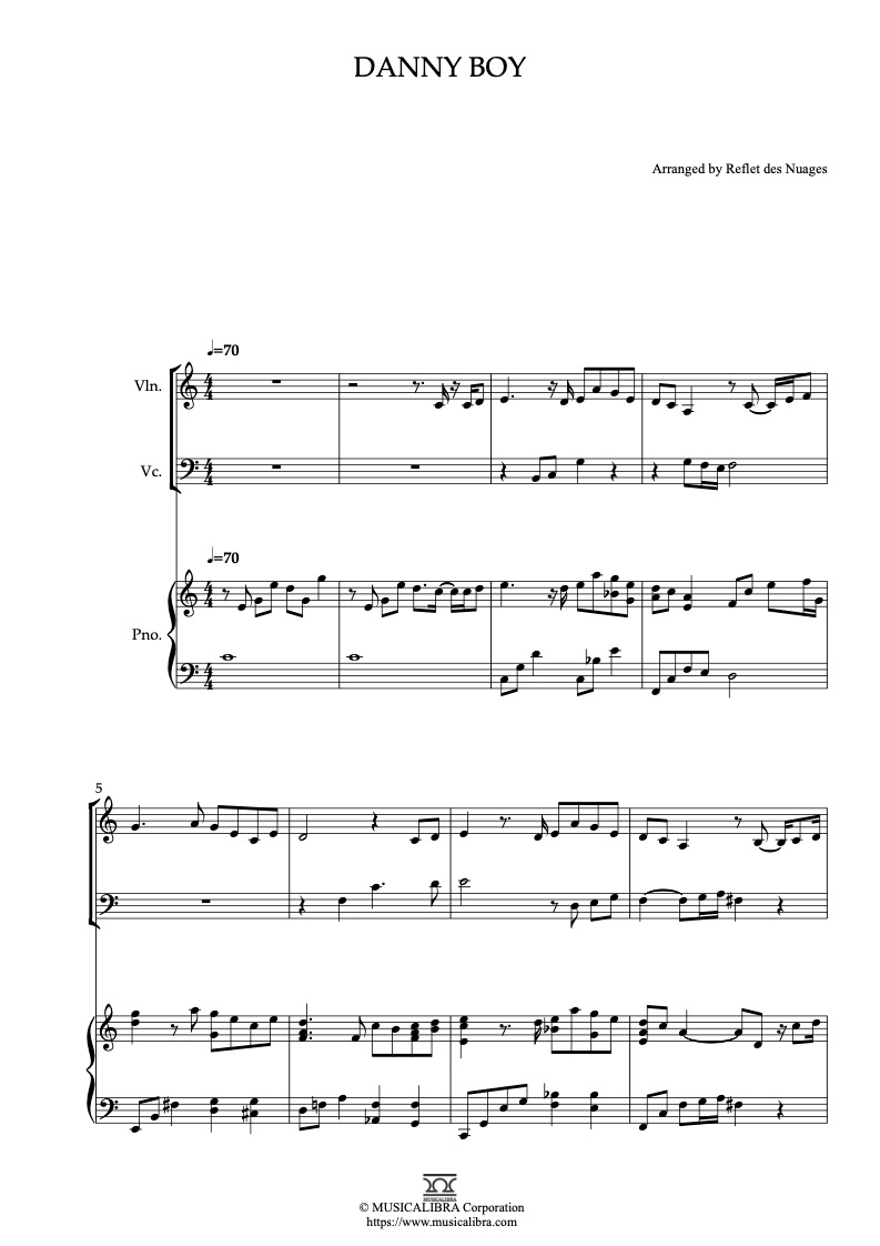 Danny Boyページ　スタッズカスタム DUET SHEET MUSIC] Danny Boy - Violin and Piano Chamber Ensemble
