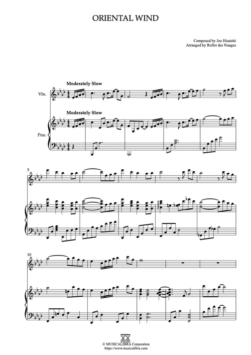 DUET 楽譜] Oriental Wind - ヴァイオリン、ピアノデュエット 室内楽 アンサンブル : Musicalibra Japan