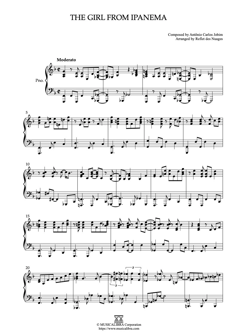 PIANO SOLO 楽譜] The Girl From Ipanema ピアノ 編曲 楽譜