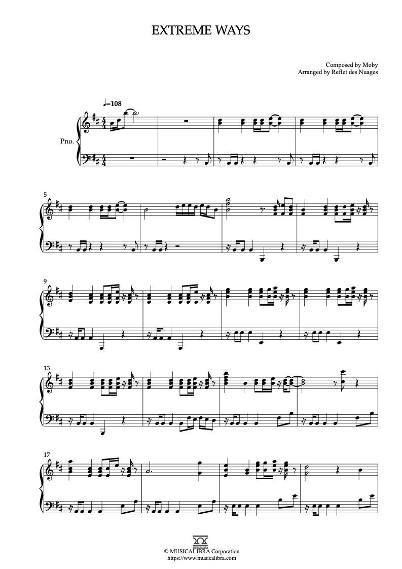 PIANO SOLO SHEET MUSIC] Extreme Ways : Musicalibra