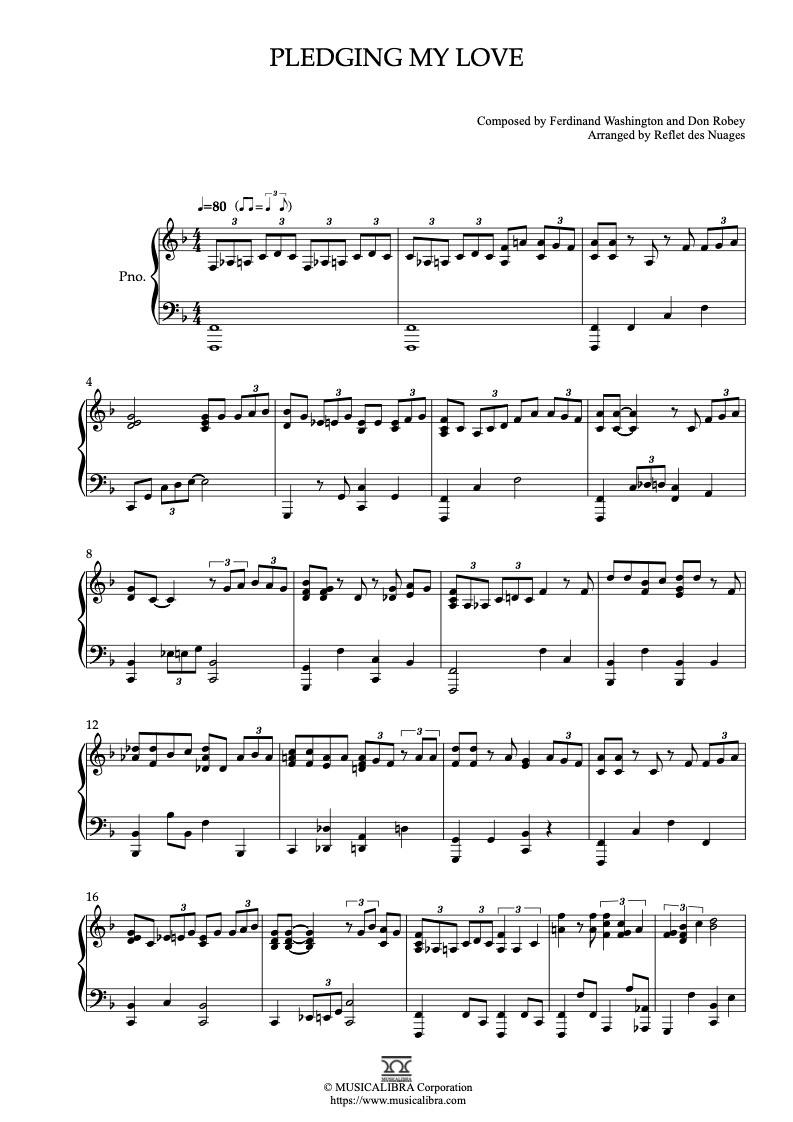PIANO SOLO 楽譜] Pledging My Love ピアノ 編曲 楽譜 : MUSICALIBRA JAPAN