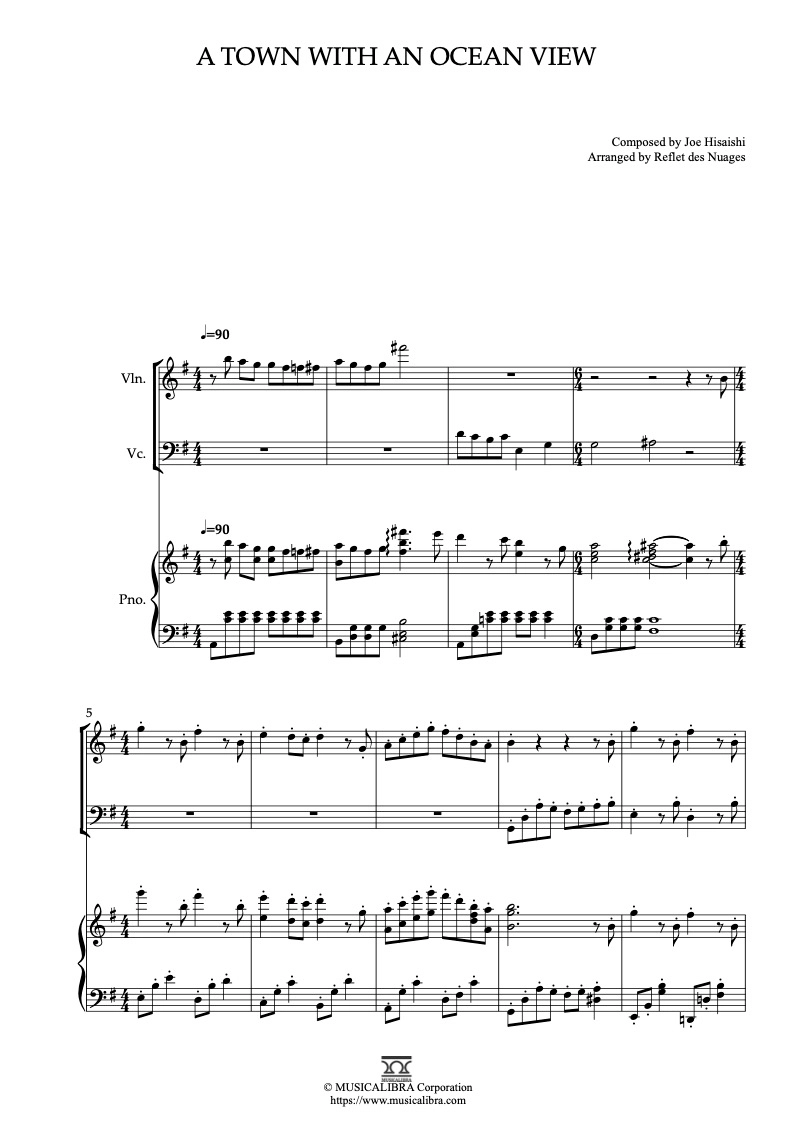 TRIO 楽譜] 海の見える街 - ヴァイオリン、チェロ、ピアノトリオ