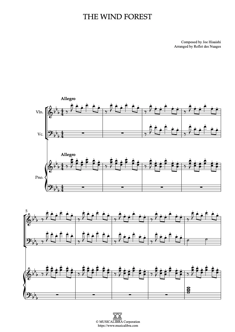 ジョセフ・ラウバー　 フルート、バイオリン、ピアノのためのトリオ　楽譜 トリオ・ソナタ・ト長調・BWV 1038（バッハ）（フルート+